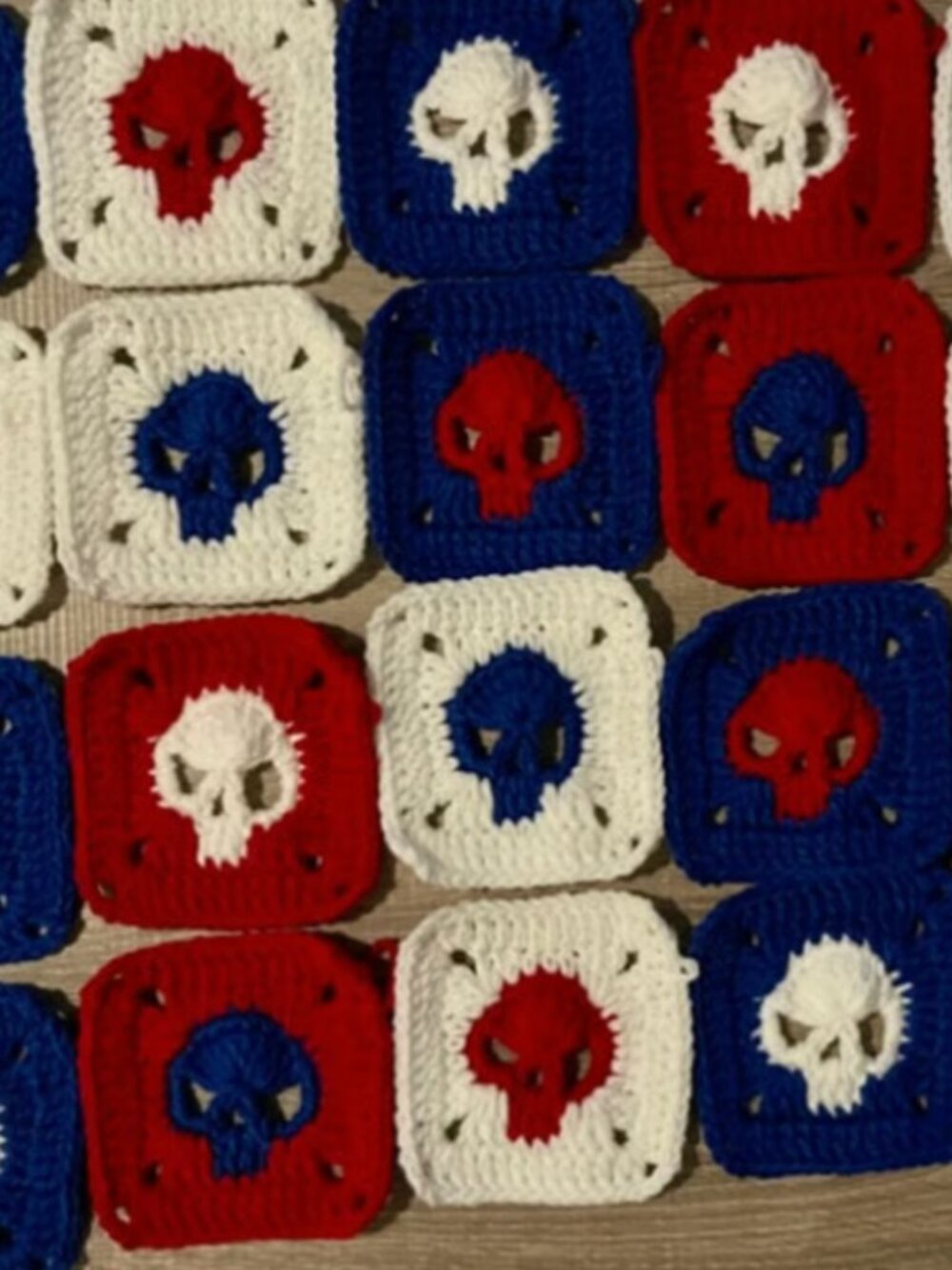 20 Handmade Skull Squares - Americana DIY Fashion & Home Afghan Blanket